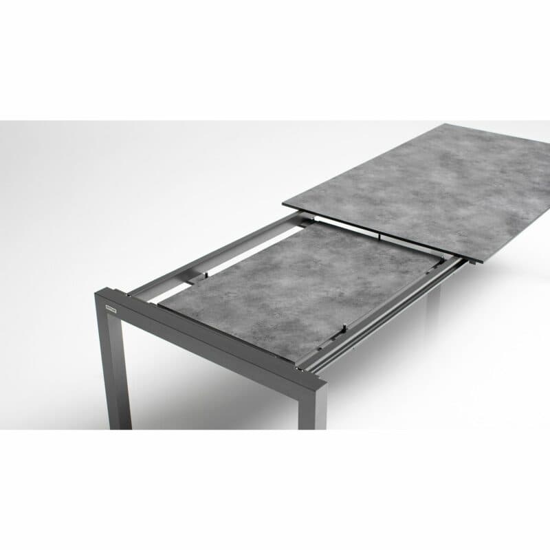 Kettler “Cubic“ Ausziehtisch mit Einlegeplatte, Gestell Aluminium anthrazit, Tischplatte HPL anthrazit, 150/210x95 cm
