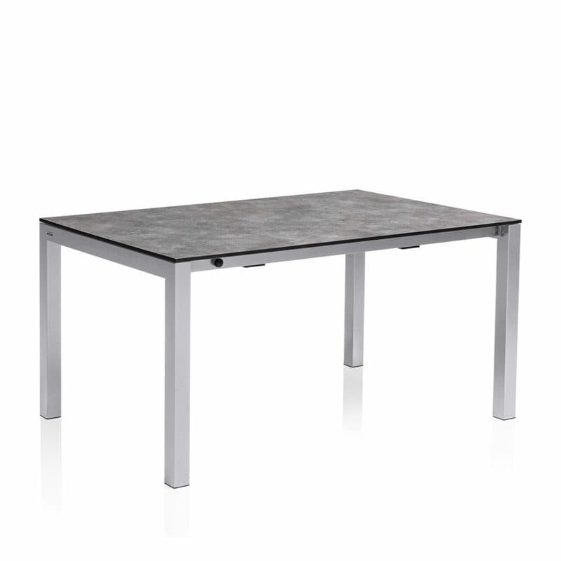 Kettler “Cubic“ Ausziehtisch mit Einlegeplatte, Gestell Aluminium silber, Tischplatte HPL anthrazit, 150/210x95 cm, Länge 150 cm