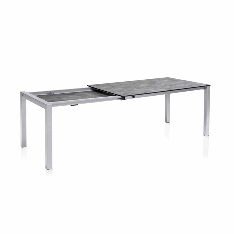 Kettler “Cubic“ Ausziehtisch mit Einlegeplatte, Gestell Aluminium silber, Tischplatte HPL anthrazit, 150/210x95 cm