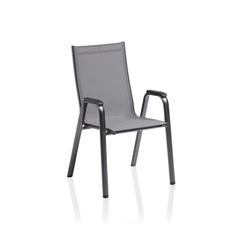 Kettler "Cirrus" Silver-Line Stapelsessel, Gestell Aluminium anthrazit, Sitz Textilgewebe anthrazit-grau, Armlehnen Kunststoff