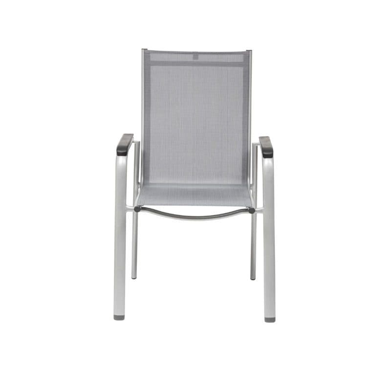 Kettler "Cirrus" Silver-Line Stapelsessel, Gestell Aluminium silber, Sitz Textilgewebe anthrazit-grau, Armlehnen Kunststoff