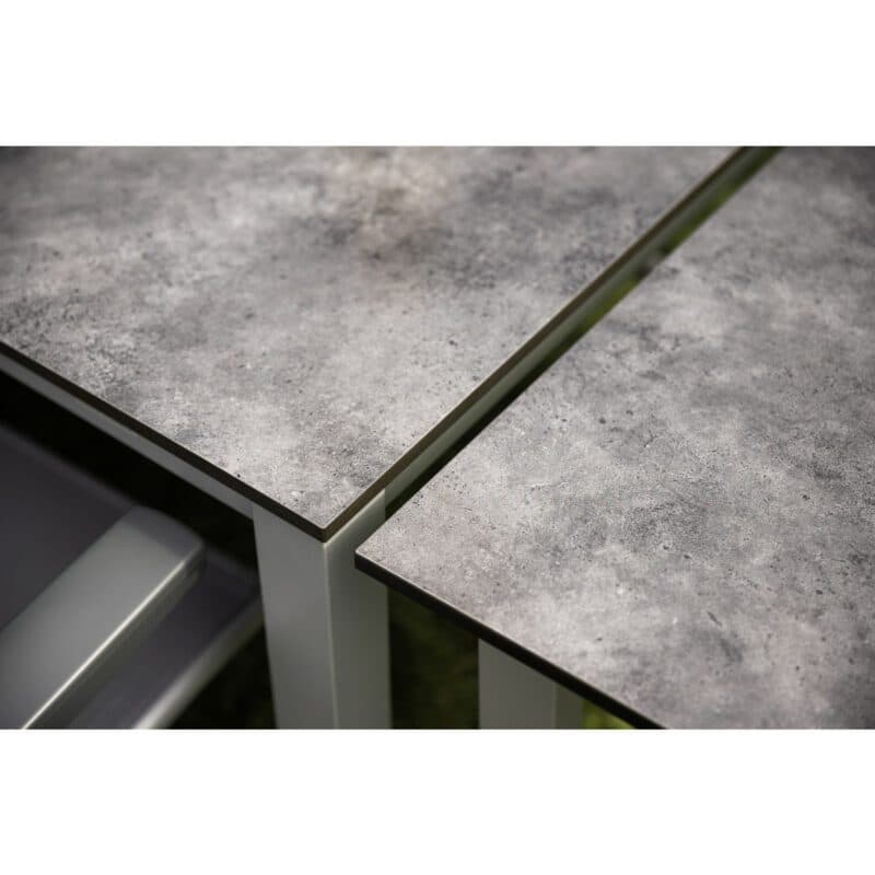 Kettler "Cubic" Gartentisch Aluminium silber mit HPL-Platte anthrazit mit Anstelltisch 95x70 cm