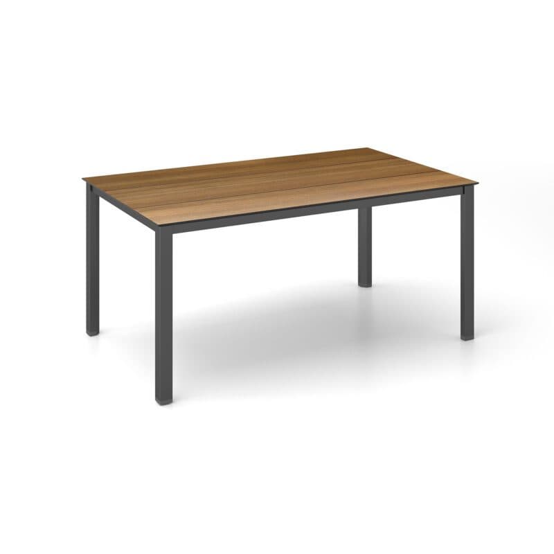 Kettler "Cubic" Gartentisch, Gestell Aluminium anthrazit, Tischplatte HPL Teak-Optik mit Fräsung, 160x95 cm