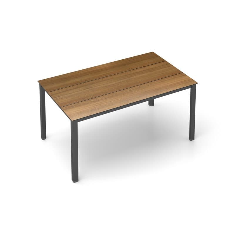 Kettler "Cubic" Gartentisch, Gestell Aluminium anthrazit, Tischplatte HPL Teak-Optik mit Fräsung, 160x95 cm