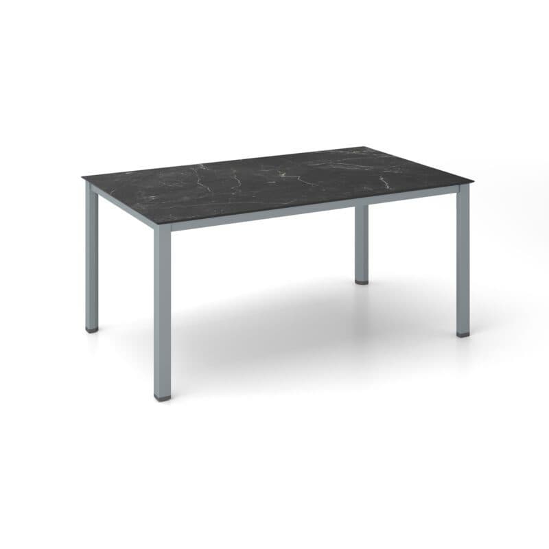 Kettler "Cubic" Gartentisch, Gestell Aluminium silber, Tischplatte HPL Marmor grau, 160x95 cm