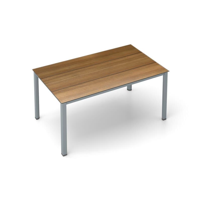 Kettler "Cubic" Gartentisch, Gestell Aluminium silber, Tischplatte HPL Teak-Optik mit Fräsung, 160x95 cm