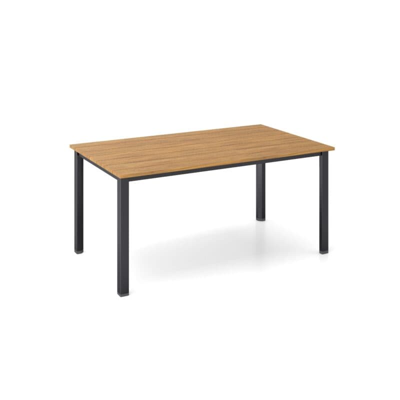 Kettler "Cubic" Gartentisch 160x95 cm, Gestell Aluminium anthrazit, Tischplatte mit Teakholz-Leisten