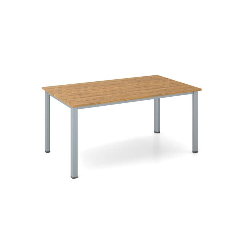 Kettler "Cubic" Gartentisch 160x95 cm, Gestell Aluminium silber, Tischplatte mit Teakholz-Leisten