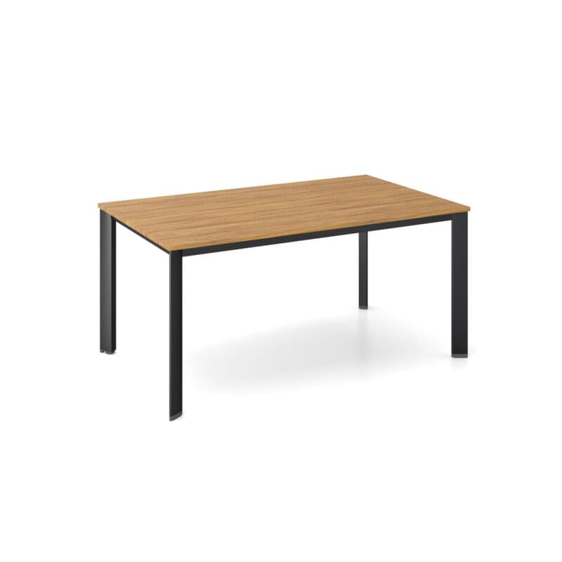 Kettler "Edge" Gartentisch 160x95cm, Gestell Aluminium anthrazit mit Tischplatte aus Teakholz-Leisten