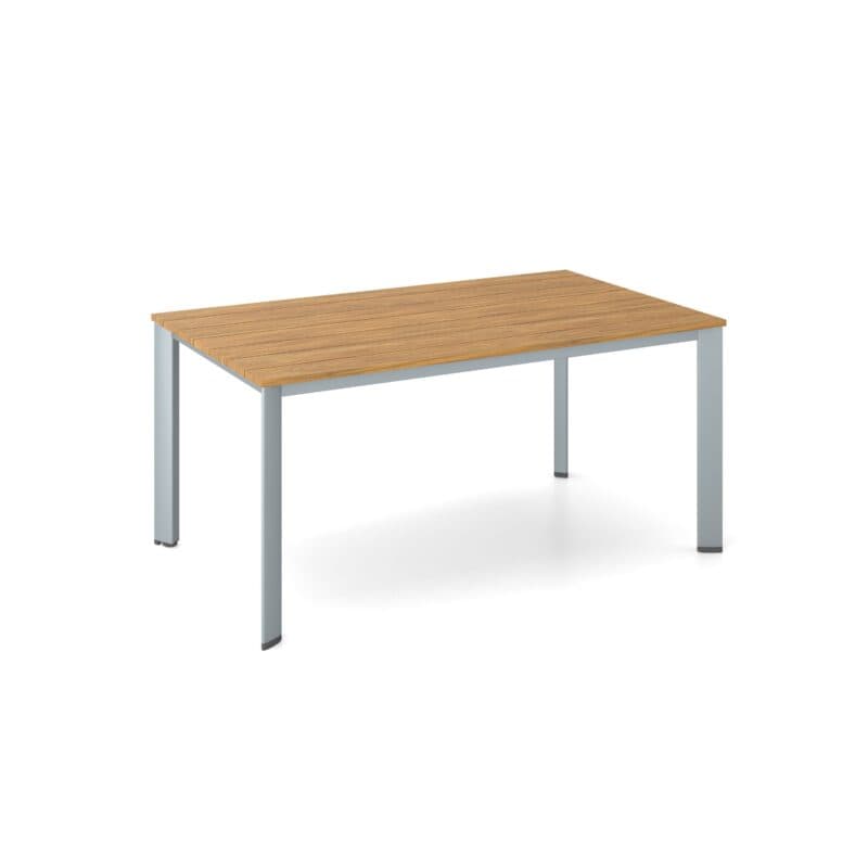 Kettler "Edge" Gartentisch 160x95cm, Gestell Aluminium silber mit Tischplatte aus Teakholz-Leisten