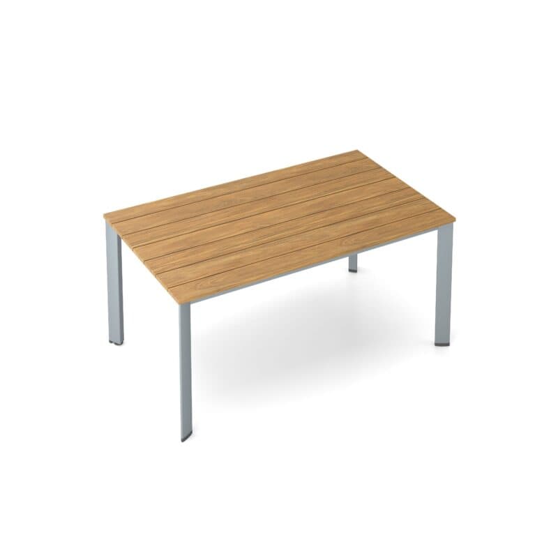 Kettler "Edge" Gartentisch 160x95cm, Gestell Aluminium silber mit Tischplatte aus Teakholz-Leisten