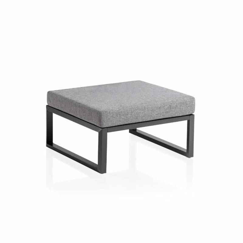 Kettler "Ocean Skid Modular" Hocker/Loungetisch, Aluminium anthrazit, Polster Olefin hellgrau meliert, 75x75 cm