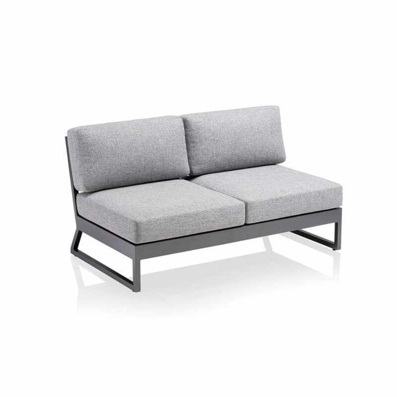 Kettler "Ocean Skid Platform" 2-Sitzer Sofa, Alu anthrazit, Bezug Olefin hellgrau meliert