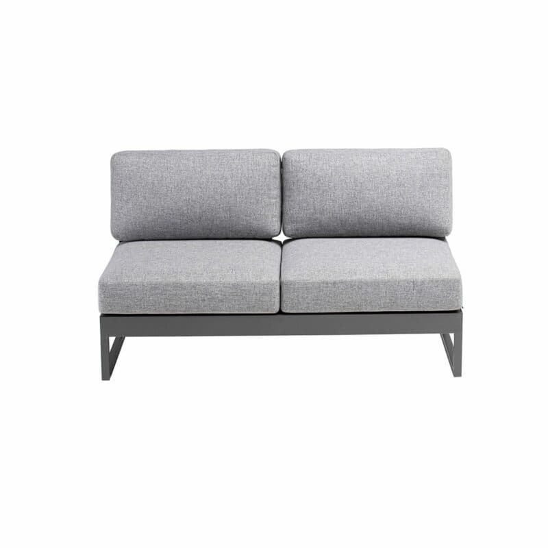 Kettler "Ocean Skid Platform" 2-Sitzer Sofa, Alu anthrazit, Bezug Olefin hellgrau meliert