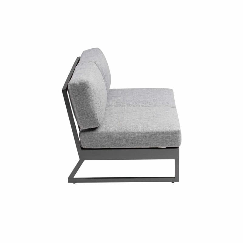 Kettler "Ocean Skid Platform" 2-Sitzer Sofa, Alu anthrazit, Bezug Olefin hellgrau meliert