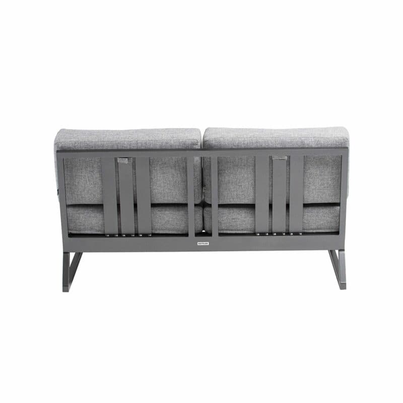 Kettler "Ocean Skid Platform" 2-Sitzer Sofa, Alu anthrazit, Bezug Olefin hellgrau meliert