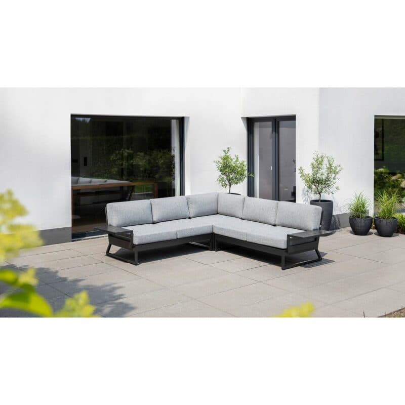 Kettler "Ocean Skid Platform" Eckloungeset, Alu anthrazit, Bezug Olefin hellgrau meliert