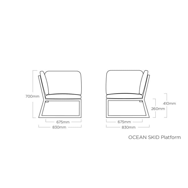 Kettler "Ocean Skid Platform" Loungeeckteil - Maße