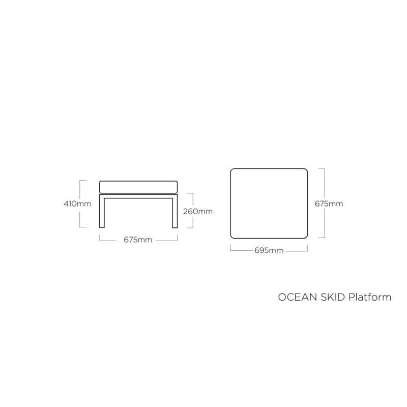 Kettler "Ocean Skid Platform" Loungehocker - Maße