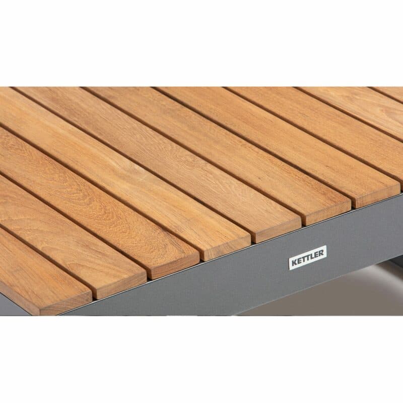 Kettler "Ocean Skid Platform" Loungetisch, Alu anthrazit, Tischplatte Teak