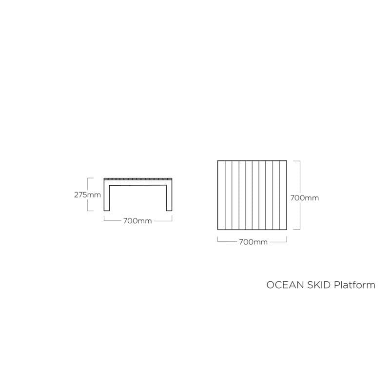 Kettler "Ocean Skid Platform" Loungetisch - Maße