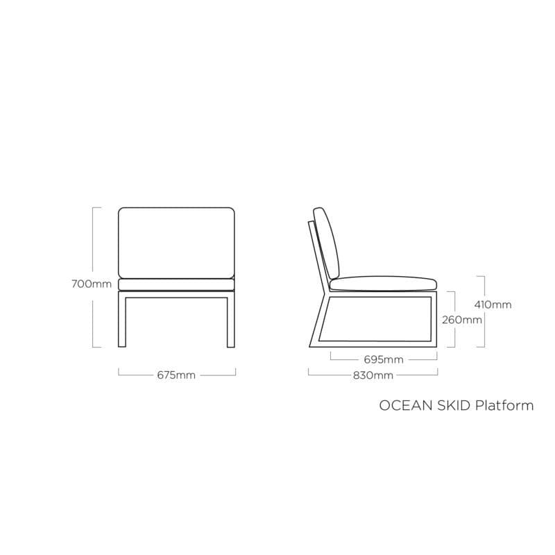 Kettler "Ocean Skid Platform" Loungemittelteil - Maße