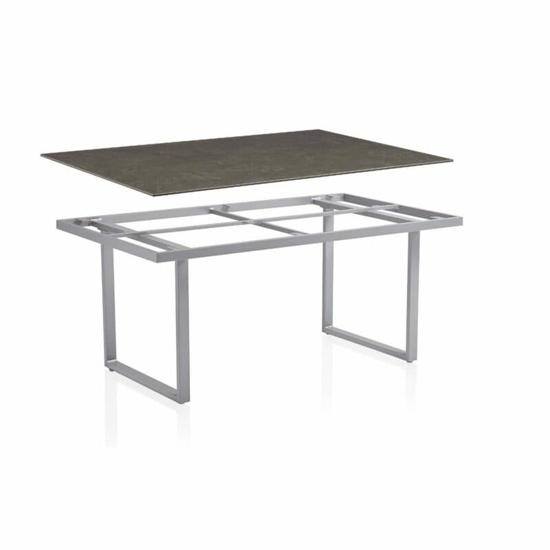 Kettler Tischwelt, Gestell "Skate" Aluminium silber mit frei wählbarer Tischplatte, hier Kettalux-Plus anthrazit (Schieferoptik), 160x95 cm, Tischhöhe ca. 68 cm
