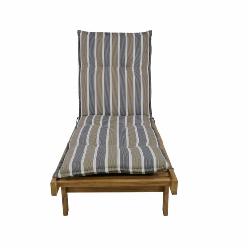 Lesli Living Polsterauflage für Liege "Surabaya", Streifen grau-braun, Baumwolle/Polyester