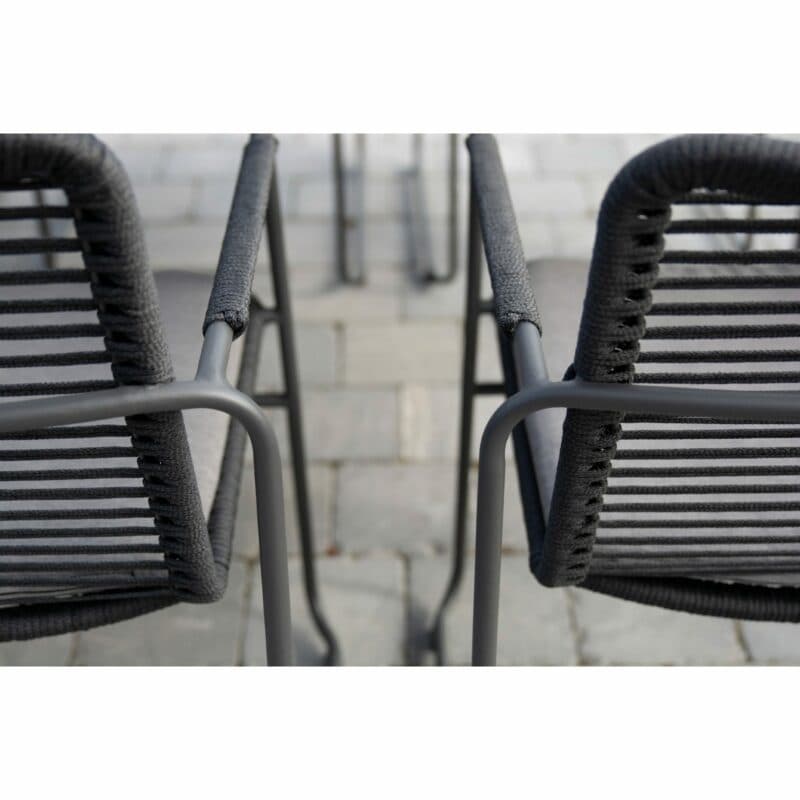 4 Seasons Outdoor "Elba" Diningsessel, Edelstahl anthrazit, Rope anthrazit, inkl. Sitzkissen