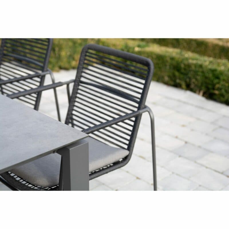4 Seasons Outdoor "Elba" Diningsessel, Edelstahl anthrazit, Rope anthrazit, inkl. Sitzkissen
