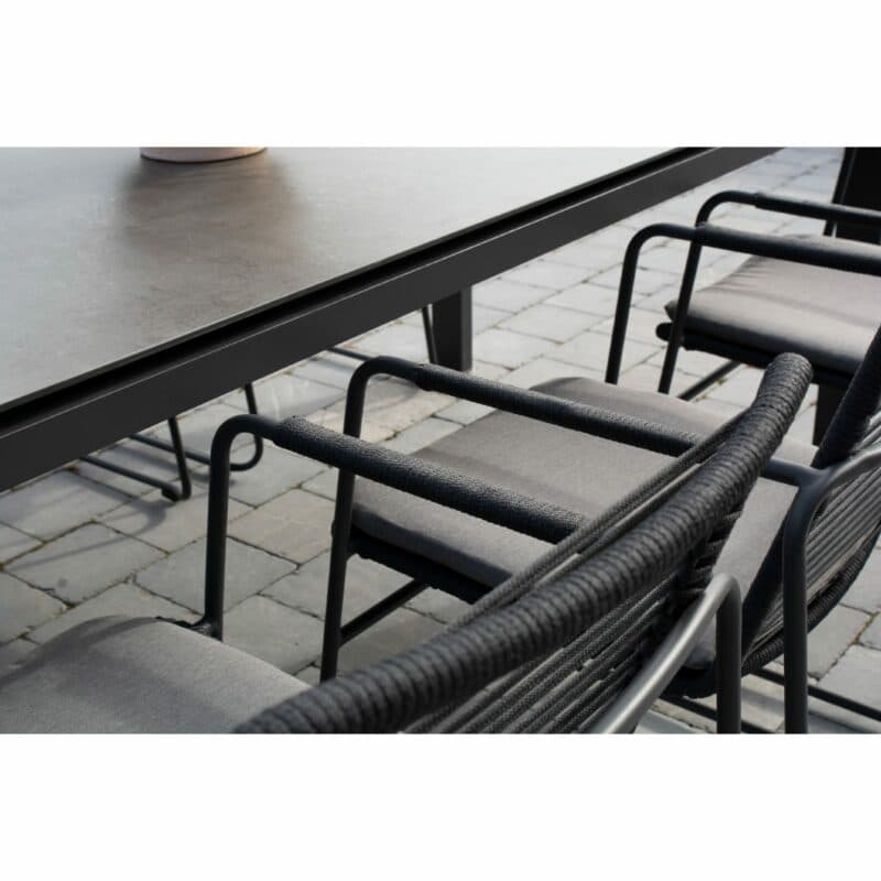 4 Seasons Outdoor "Elba" Diningsessel, Edelstahl anthrazit, Rope anthrazit, inkl. Sitzkissen