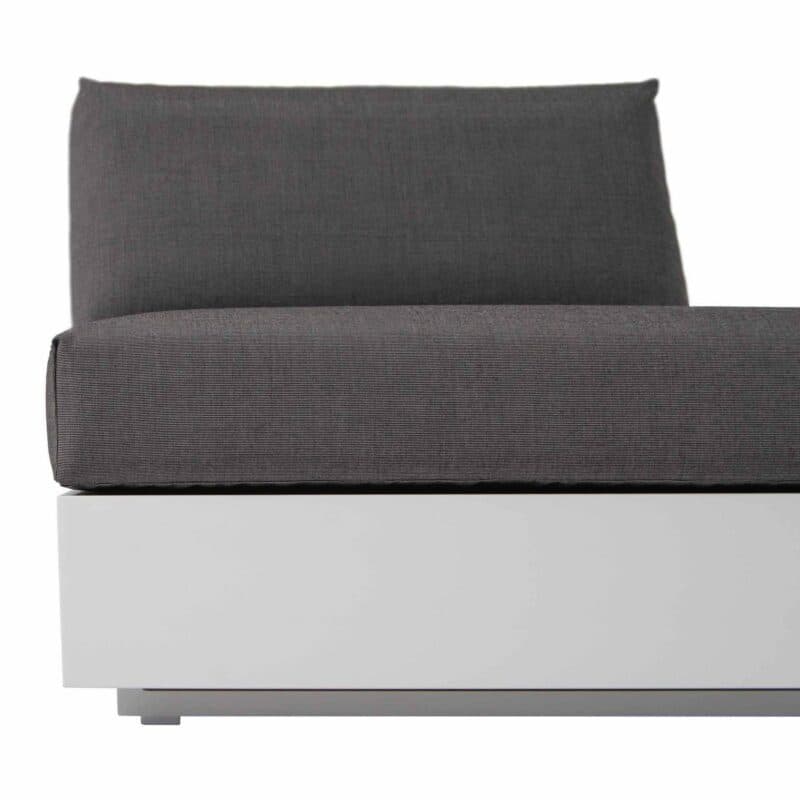 Jati&Kebon "Bari" 1-Sitzer Basismodul, Alu weiß, mit Sitz- und Rückenkissen, Bezug Sunbrella® charcoal mit EverDry-Füllung