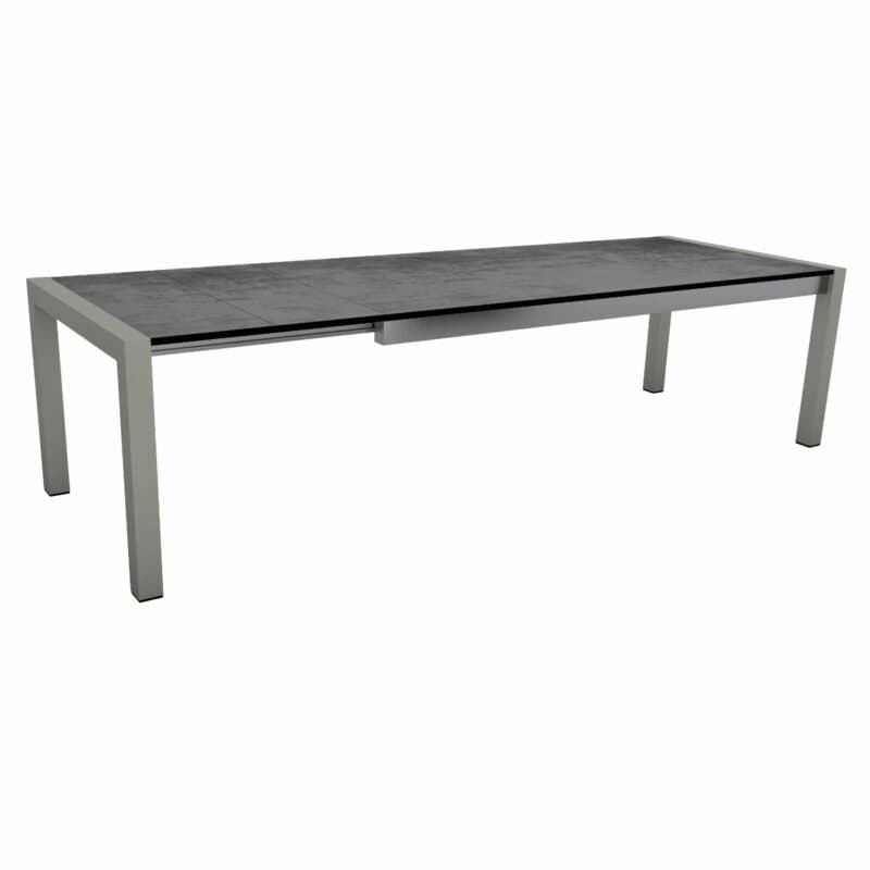 Stern "Standard" Ausziehtisch, Gestell Aluminium graphit, Tischplatte HPL Zement, 214/254/294x100 cm