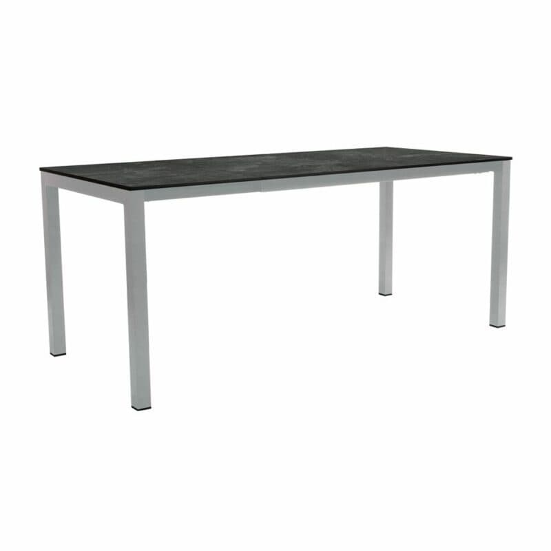 Stern Ausziehtisch, Gestell Edelstahl, Tischplatte HPL Slate, 130/180x80cm
