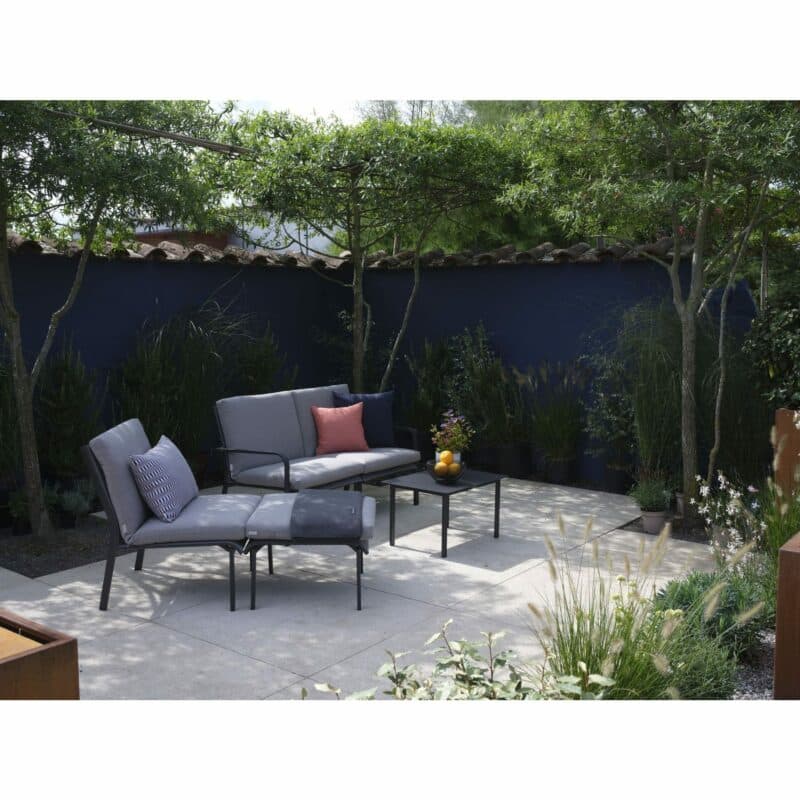 Jati&Kebon "Dransy" Loungeset 5-tlg., Aluminium eisengrau, Textilgewebe silbergrau mit Auflagen Silver Grey Basic