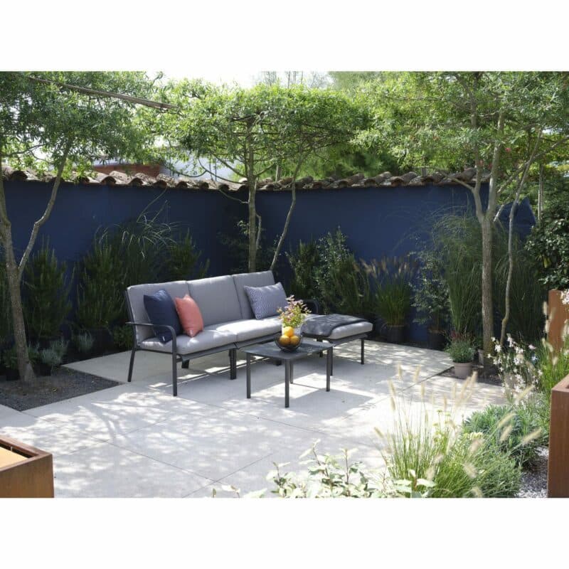Jati&Kebon "Dransy" Loungeset 5-tlg., Aluminium eisengrau, Textilgewebe silbergrau mit Auflagen Silver Grey Basic
