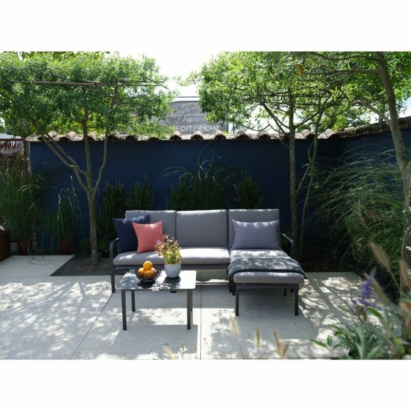 Jati&Kebon "Dransy" Loungeset 5-tlg., Aluminium eisengrau, Textilgewebe silbergrau mit Auflagen Silver Grey Basic