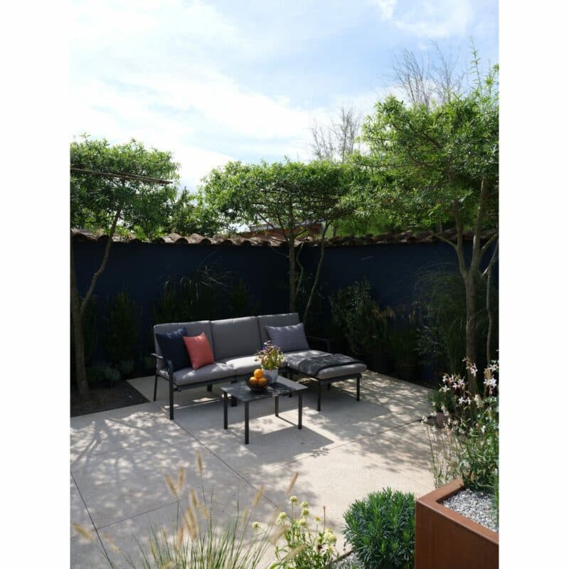 Jati&Kebon "Dransy" Loungeset 5-tlg., Aluminium eisengrau, Textilgewebe silbergrau mit Auflagen Silver Grey Basic