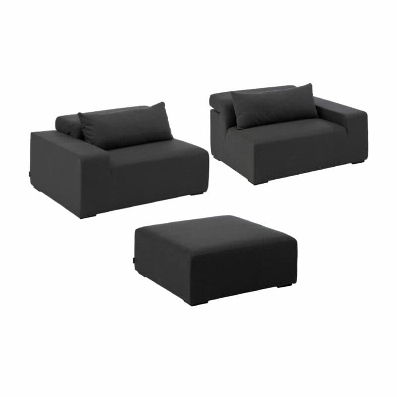 Kettler "Royal" Lounge Endteil links + rechts und Loungehocker, Gestell Aluminium, Polster Textilgewebe Sunbrella® Sooty (anthrazit)