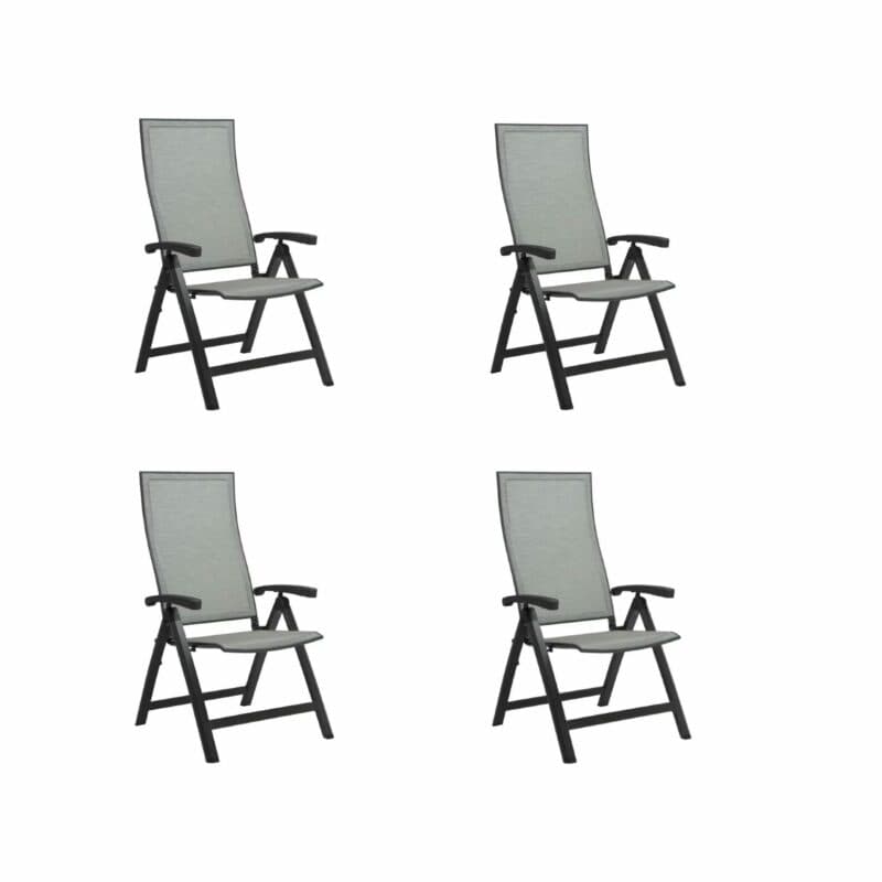 Stern Klappsessel "Kari" 4er-Set, Gestell Aluminium anthrazit, Textilgewebe silber, Armlehnen Aluminium anthrazit