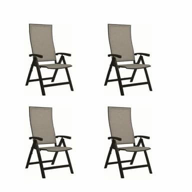 Stern "Kari" Klappsessel 4er-Set, Gestell Aluminium schwarz, Sitzfläche Textilbespannung Leinen grau