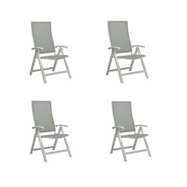 Stern Klappsessel "Kari" 4er-Set, Gestell Aluminium weiß, Textilgewebe silber, Armlehnen Aluminium weiß