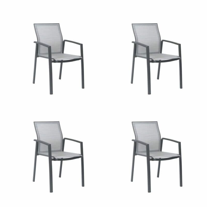 Stern "Kari" Stapelsessel 4er-Set, Gestell Aluminium anthrazit, Textilgewebe silber