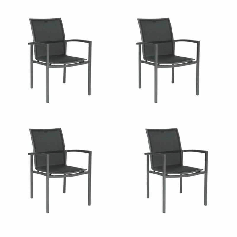 Stern "Skelby" Stapelsessel 4er-Set, Gestell Aluminium graphit, Sitzfläche Textilgewebe silbergrau