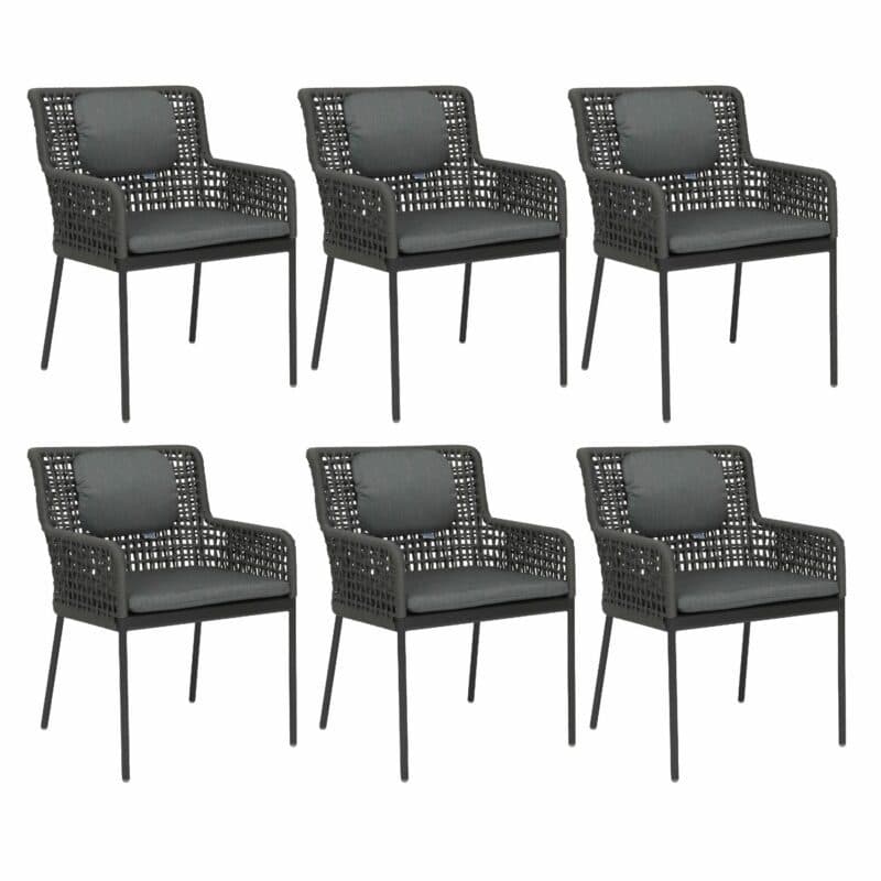 Stern "Greta" Dining-Sessel 6er-Set, Gestell Aluminium anthrazit, Bespannung Rope platin, Kissen seidengrau