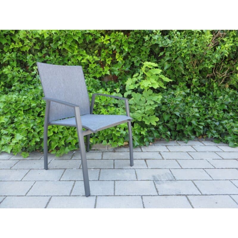 SIT Mobilia "Franco II" Stapelstuhl, Gestell Aluminium anthrazit, Sitzfläche Textilgewebe charcoal black, Armlehnen Aluminium anthrazit