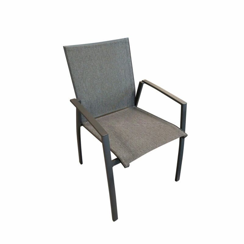 SIT Mobilia "Franco II" Stapelstuhl, Gestell Aluminium anthrazit, Sitzfläche Textilgewebe charcoal black, Armlehnen Aluminium anthrazit