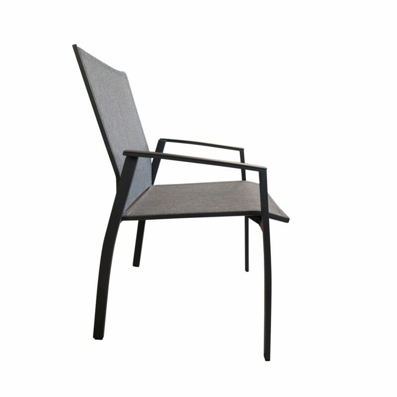 SIT Mobilia "Franco II" Stapelstuhl, Gestell Aluminium anthrazit, Sitzfläche Textilgewebe charcoal black, Armlehnen Aluminium anthrazit