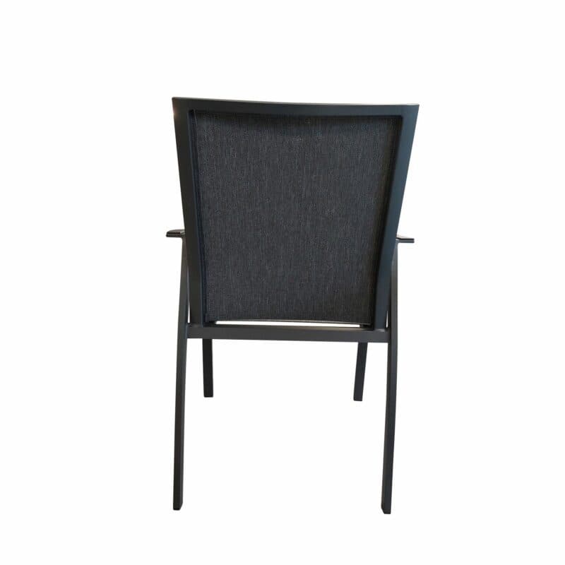 SIT Mobilia "Franco II" Stapelstuhl, Gestell Aluminium anthrazit, Sitzfläche Textilgewebe charcoal black, Armlehnen Aluminium anthrazit