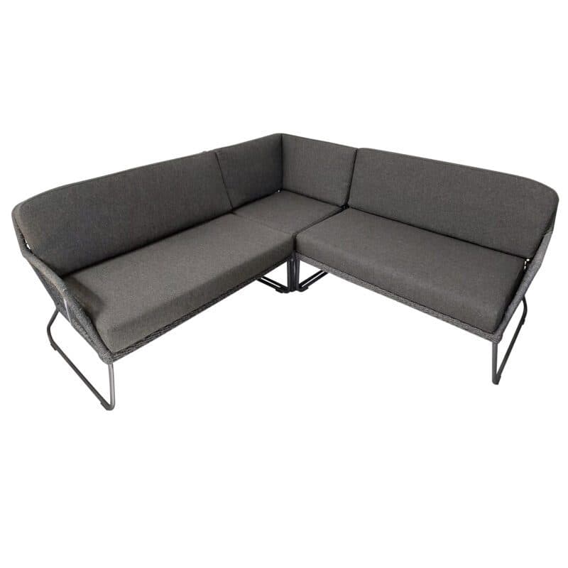 Sonnenpartner "Poison“ Loungeset 3-tlg., Gestell Aluminium grau, Geflecht Polyrope dunkelgrau